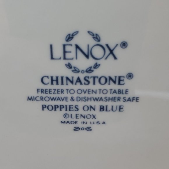 Lenox Chinastone Poppies on Blue Serving Platter Large Oval Dish - Picture 8 of 8